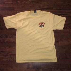 Obey yellow with rose pattern short sleeve